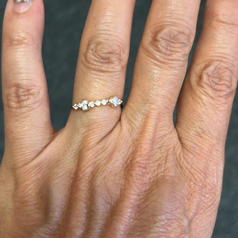 14K Gold Stackable Ring Band Flower CZ Ring all sizes available